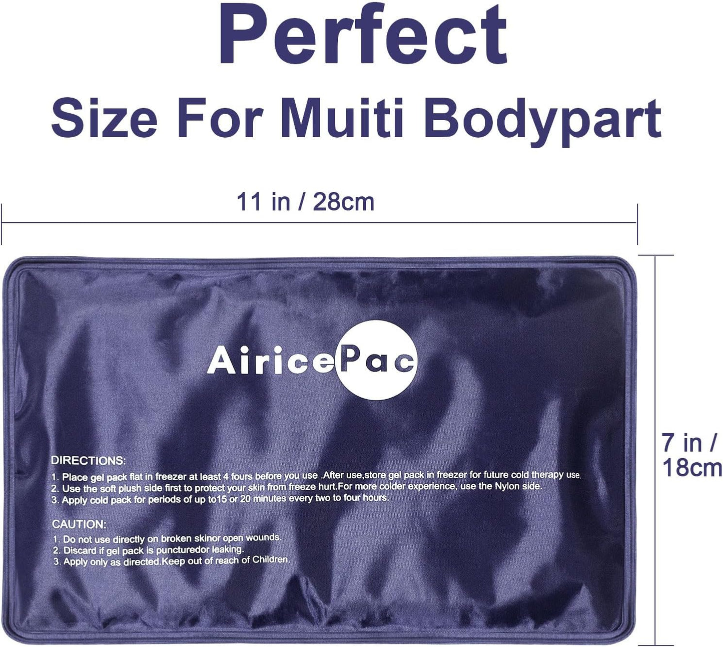 2 Ice Packs for Pain Relief, Gel Cold Pack for Knee Neck Shoulder Ankle Elbow Hip Back Injuries Reusable, Hot & Cold Compress Therapy for Swelling, Bruises, Surgery, 7”x 11”, Blue