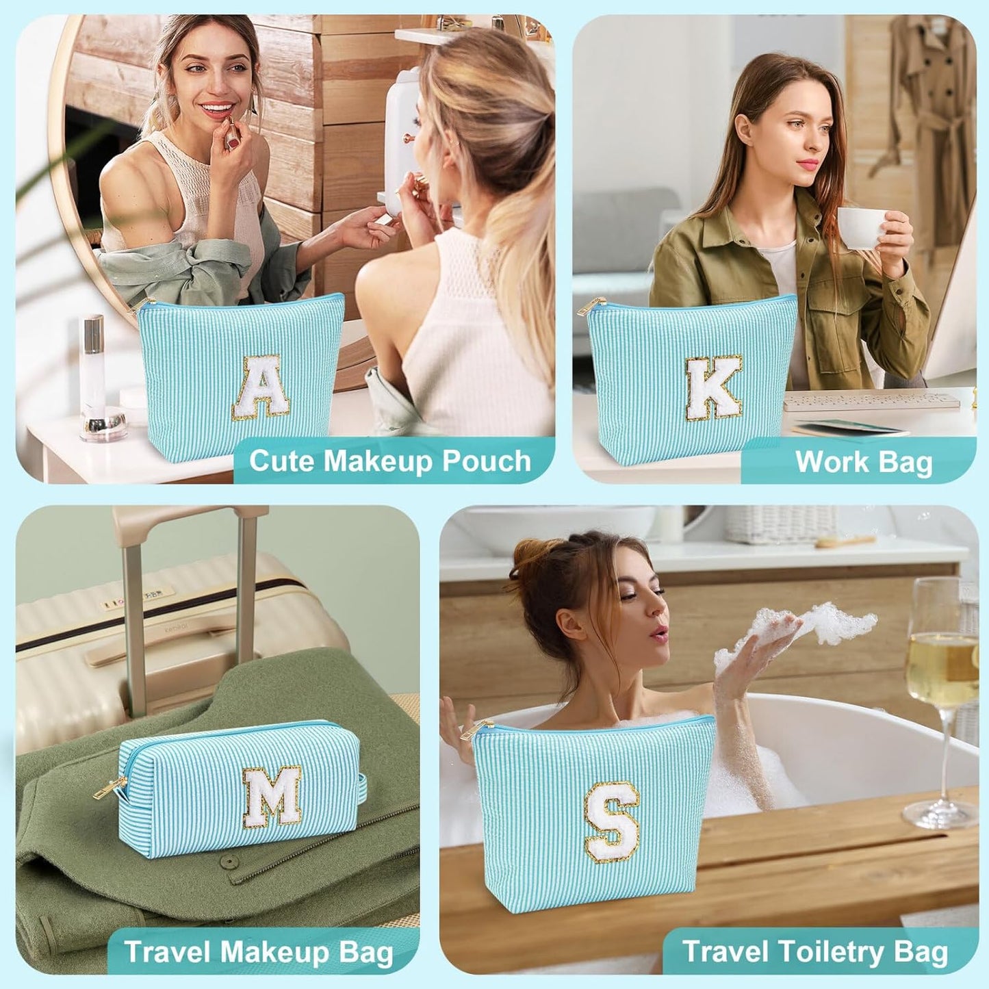 YOOLIFE Makeup Bag for Girls Teen Girl - Personalized Cute Makeup Pouch for Girlfriend Bridesmaid Wife | Cosmetic Travel Toiletry Bag for Friend | Birthday Gift Idea for Her Mom Gifts for Teen Girls K