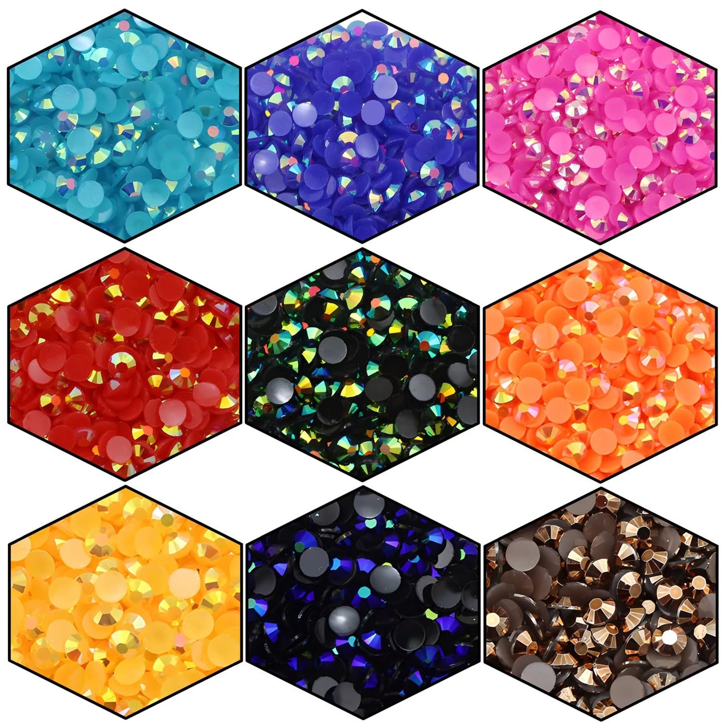 1440 Pcs SS20 5mm Flatback Rhinestones for Nails Art Crafts Glitter Round Shine Gems AB Crystals DIY Clothes Shoes (Black-Bottom Dark Green AB)