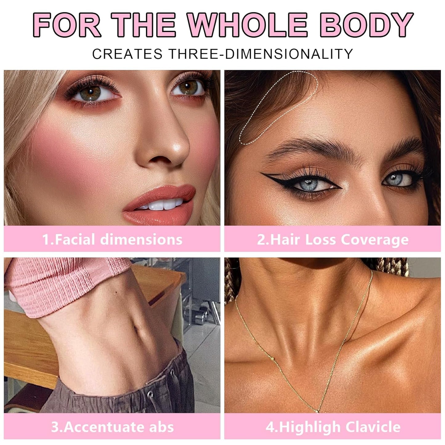 6 Colors Cream Contour Stick Makeup Kit, Shades with Highlighter Stick, Blush Stick and Double-End Bronzer Stick for Sculpt the Cheeks, Waterproof,Dewy & Matte Finish for Beginners (6 COLORS SET A)