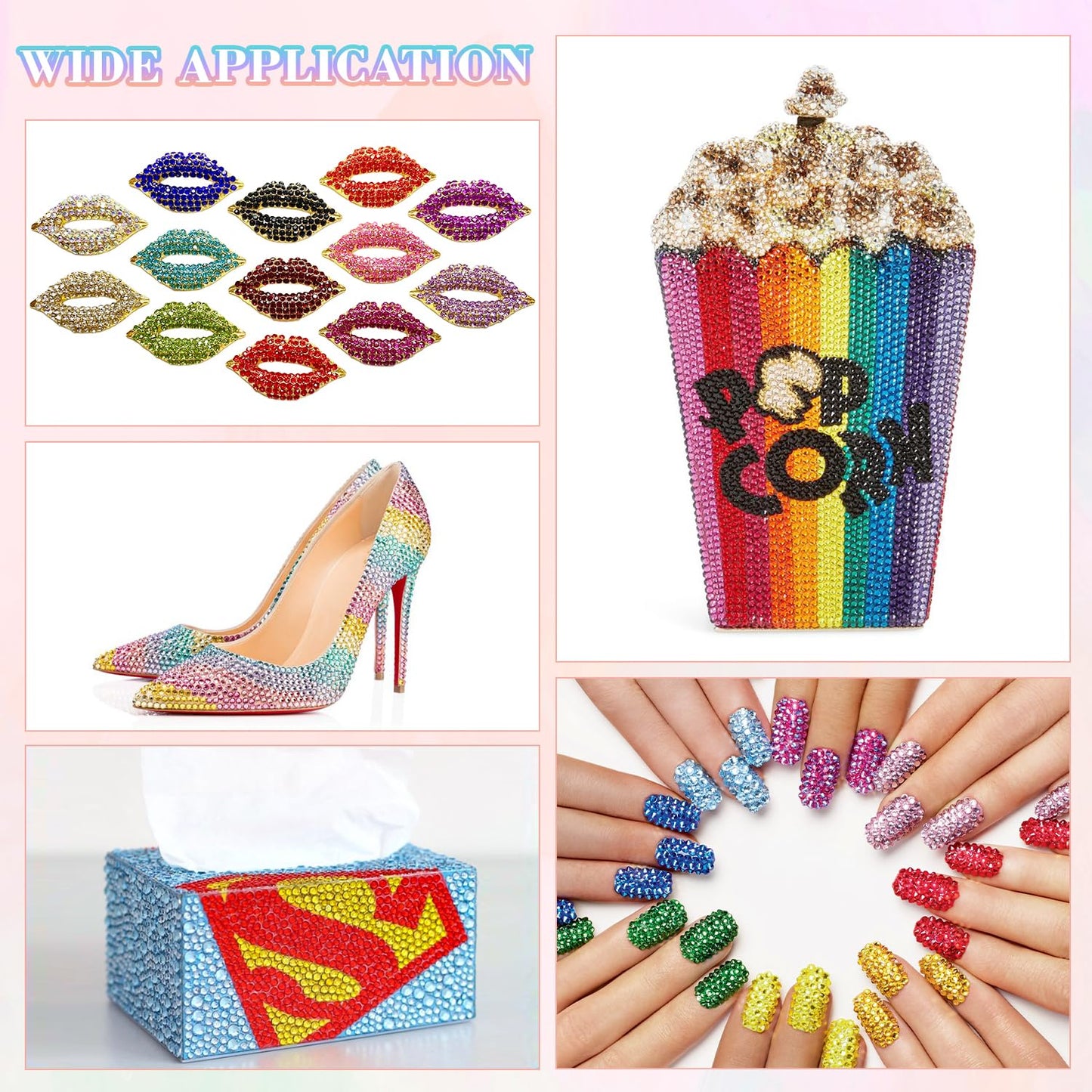 22000Pcs Resin Rhinestones for Bedazzling with 3Pcs B7000 Jewelry Glue, Multicolor 2/3/4mm Flatback Gems Rhinestones for Crafting, Clothing Tumblers Mugs Shoes Fabric Decor Nail Art