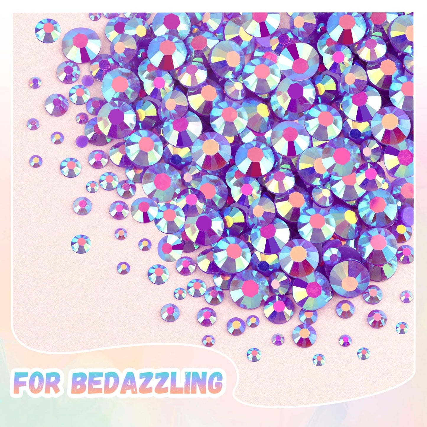 25000Pcs Resin Jelly Rhinestones with Tweezers for Crafting, 2-6mm Mixed Sizes (Dark Purple AB) Non Hotfix Flatback Gems, Bedazzling Crystal for DIY Crafts Clothing Tumblers Mugs Shoes Decor Nail Art