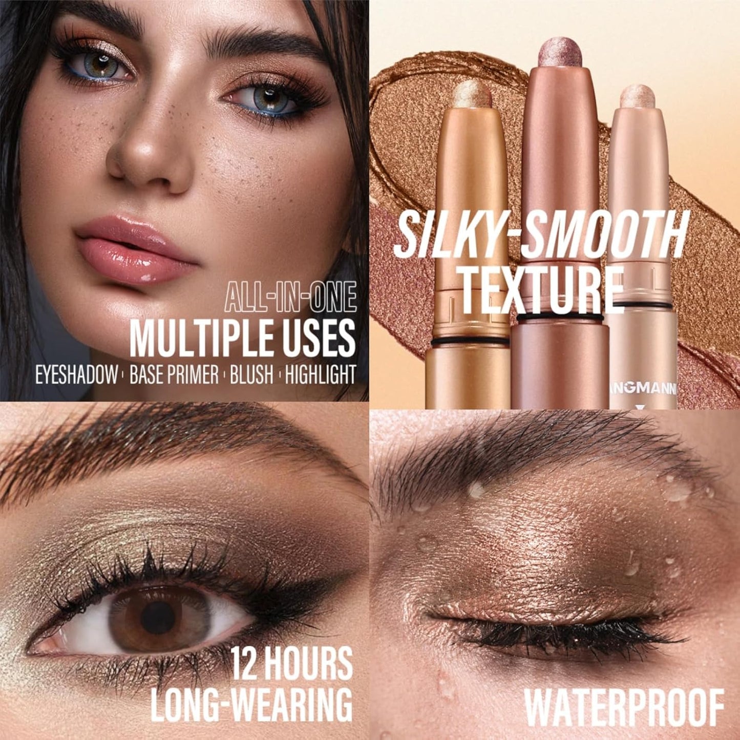 Jolilab Eyeshadow Stick Set, 2 Colors Matte Professional Bright-Colored Contouring and Highlight Eyeshadow Stick, Cream Waterproof Long Lasting High Pigmented Eye Shadow. (2, 08+22 2pcs)