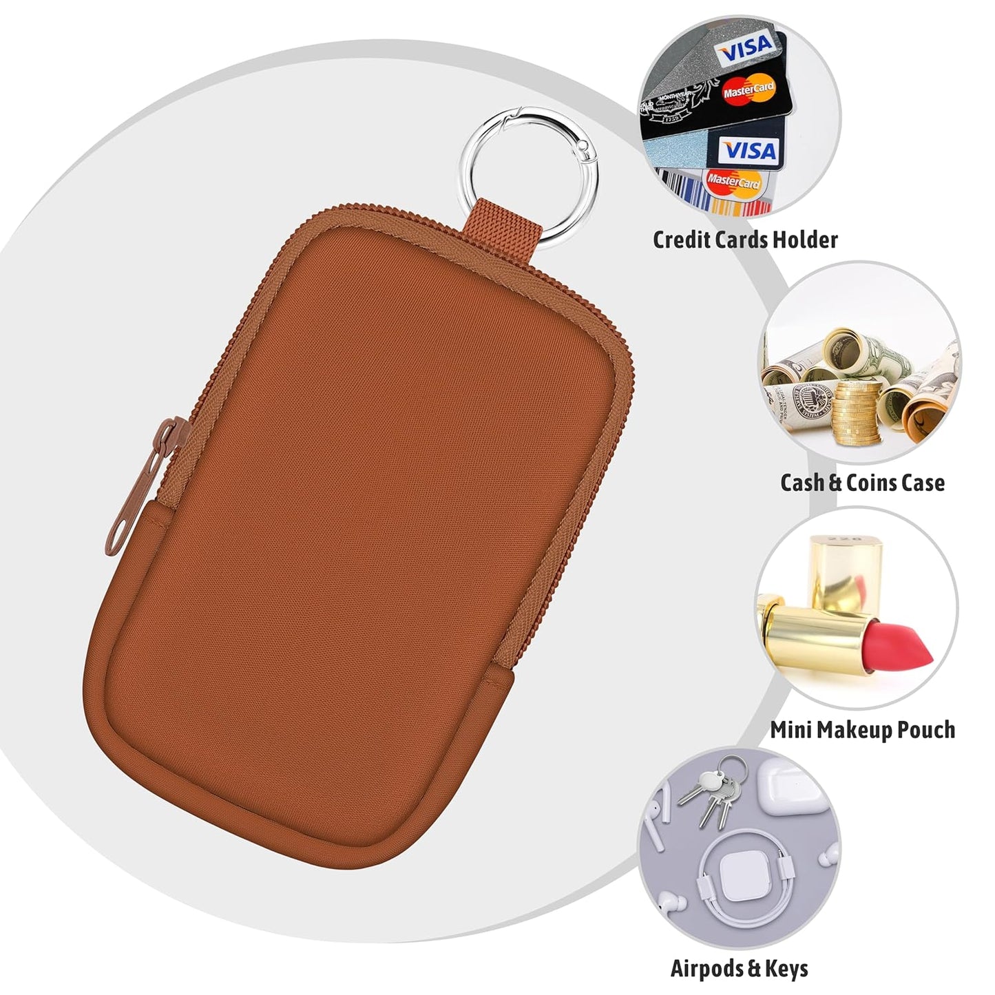 Hand Sanitizer Spray Case, Hand Sanitizer Holder Zippered Pouch, Cute Fashion Accessory with Snap Hook for Glow Mist and Power Mist 1FL OZ, Caramel