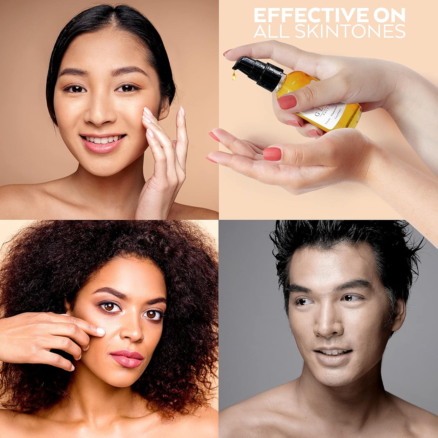 Glow - Turmeric & Rosehip Face Oil, Natural & Organic Face Moisturizer with Turmeric, Camellia, Sea Buckthorn and Chamomile - Facial Serum - 2 oz