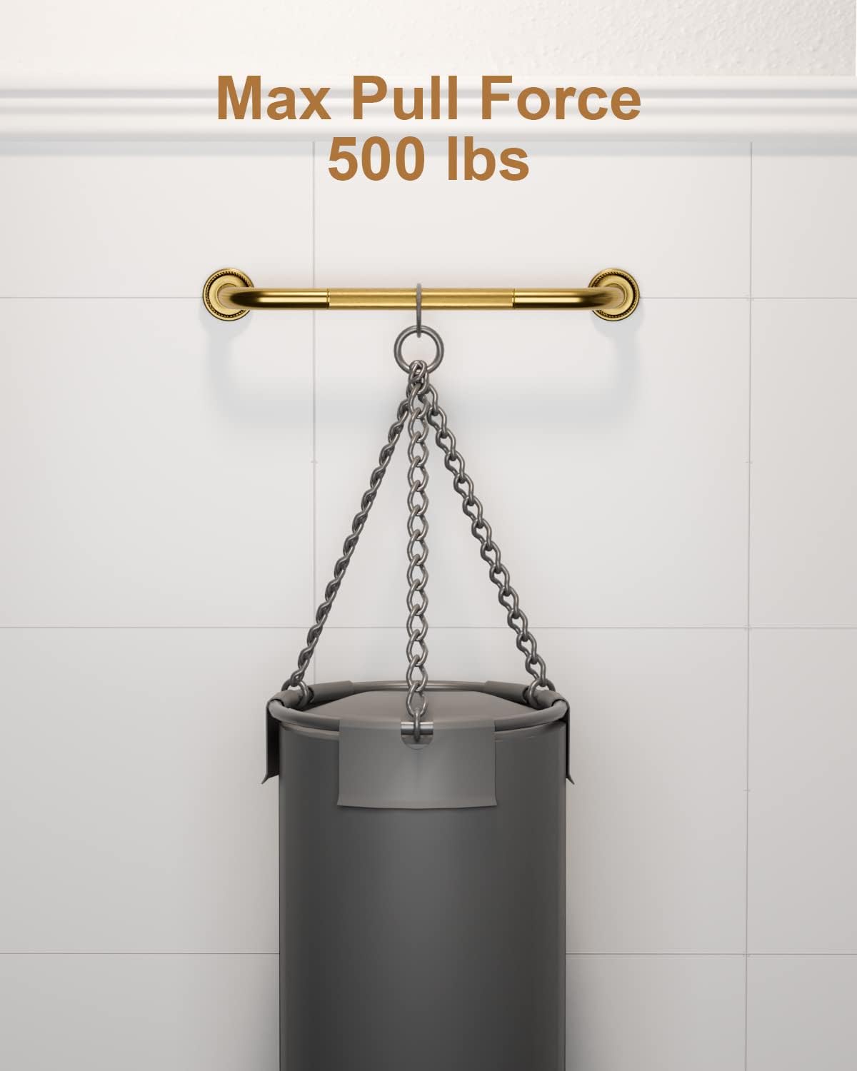 2 Pack 20 Inch Bronze Shower Grab Bar Gold, Munzong Antique Brass Bathroom Grab Bar w/Anti-Slip Knurled Grip, Safety Balance Bar Bath Hand Rail Support Handicap Injury Elderly Senior Assist Handle