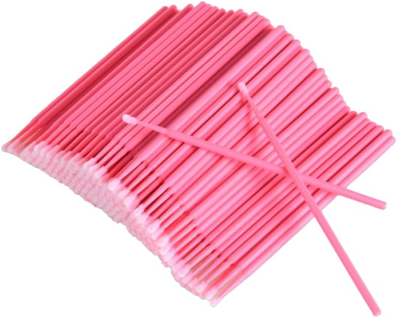 400PCS Disposable Micro Swabs for Eyelash Extension with Storage Box, 2.0mm Precision Head - Multi-Use for Makeup App/Correction, Jewelry & Computer Cleaning (Pink)