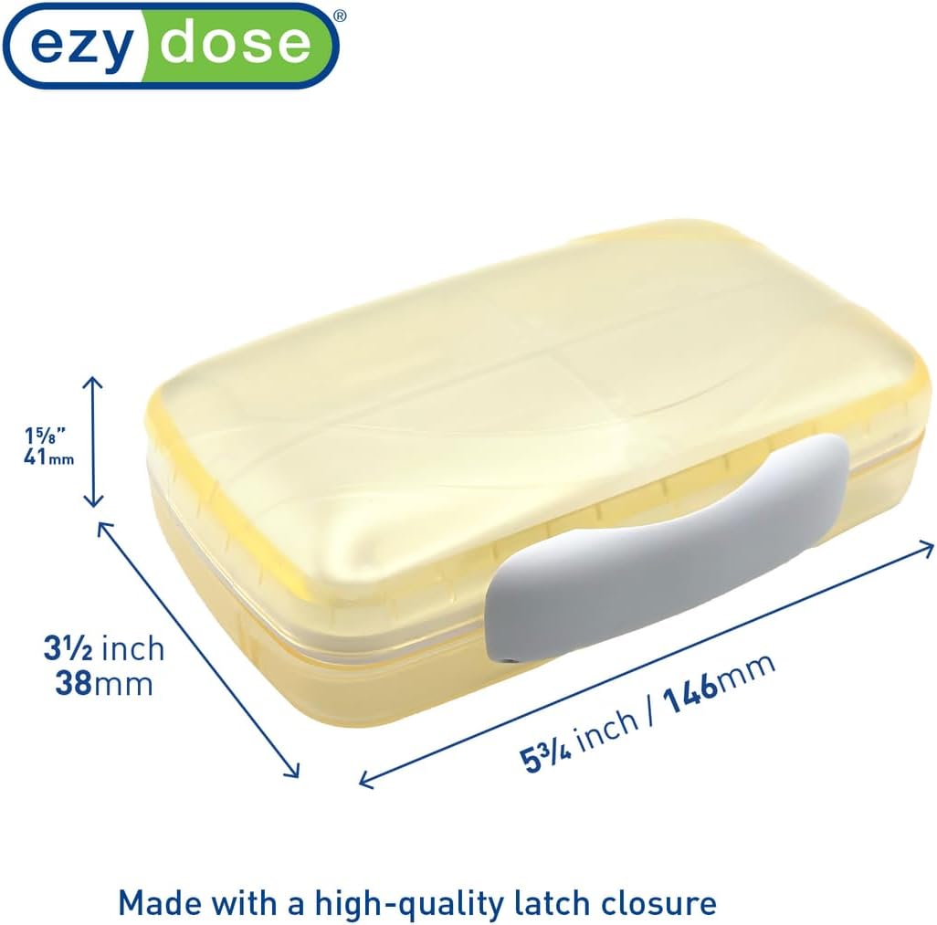 EZY DOSE Moisture-Proof Pill Case, Medicine Planner, Vitamin Organizer Box, Travel-Friendly, Latch-Closure to Secure Contents, 8 Individual Compartments of Multiple Sizes with Tight Seal, Large, Cream