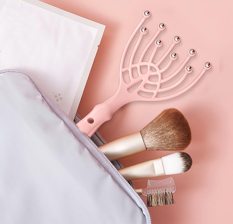 Head Massager Scalp Neck Comb – 1PC Handheld Relaxation Tool with 5 Fingers, 9 Claws & Steel Balls for Stress Relief & Hair Care