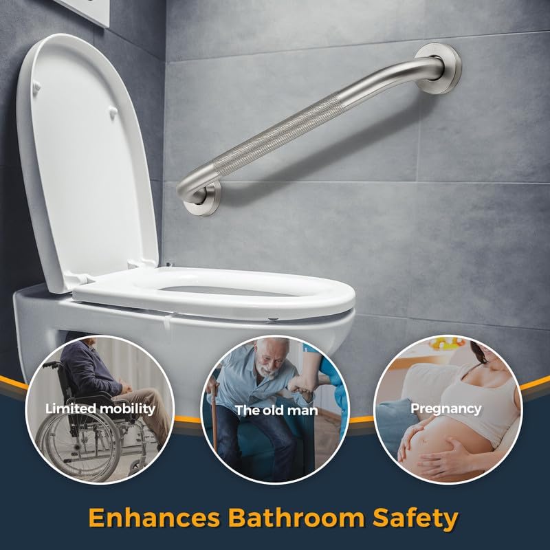 Grab Bars for Shower, 2 Pack 36-Inch Anti Slip Shower Handles for Elderly, Safety Shower Grab Bar, Stainless Steel Handicap Grab Bars for Bathroom,Toilet (Brushed Nickel, 1" Diameter)