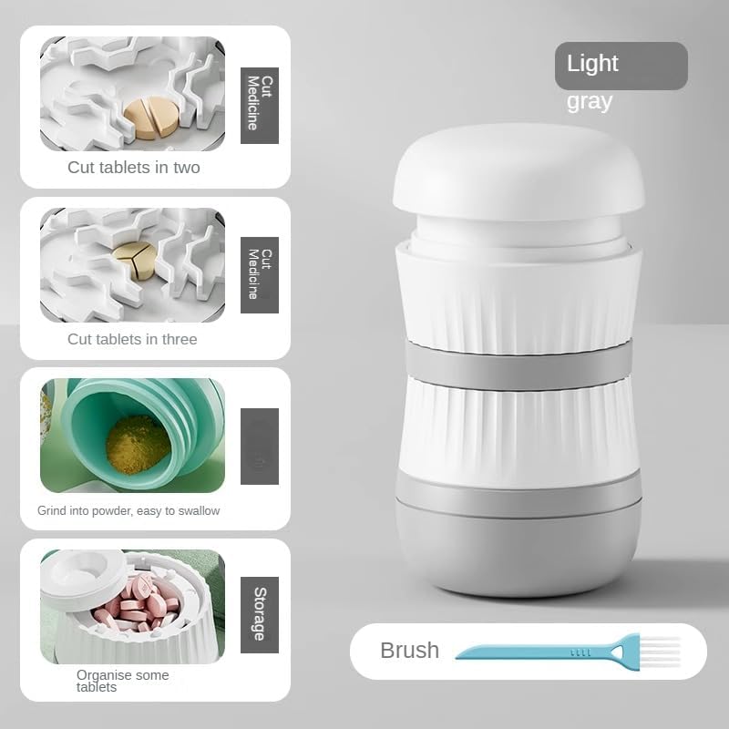 Pill Cutter - Pill Splitter with Stainless Steel Blade for Cutting Small Pills or Large Pills in one Third, Pill Cutter 1/3, Suitable for Cuting Vitamins, Tablets (1-3 Grey)