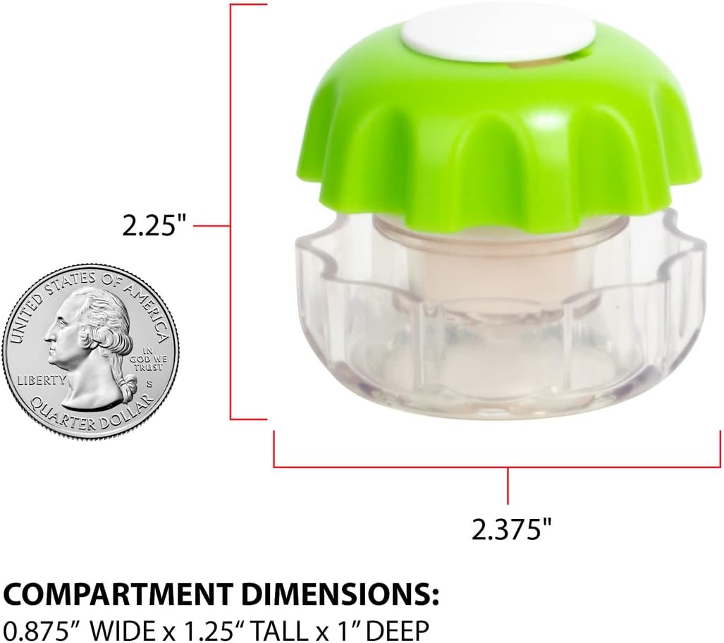 EZY DOSE Crush Pill, Vitamins, Tablets Crusher and Grinder, Effortlessly Crushes Medications into Fine Powder, Features Storage Compartment, Durable, Easy-to-Use Design, Green, Small, BPA Free