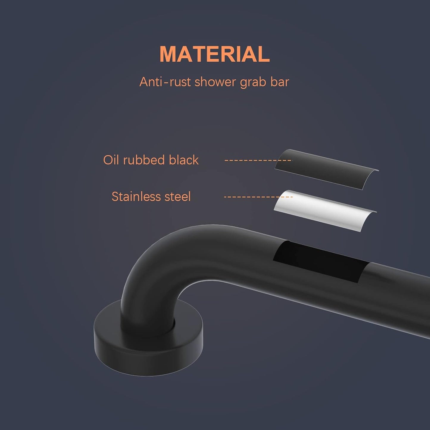 2 Pack Matte Black Shower Grab Bar 40 Inch, iMomwee Stainless Steel Bathroom Grab Bar, Bath Shower Balance Bar, Safety Hand Rail Support, Handicap Elderly Senior Assist Bath Handle (1.25" Diameter)