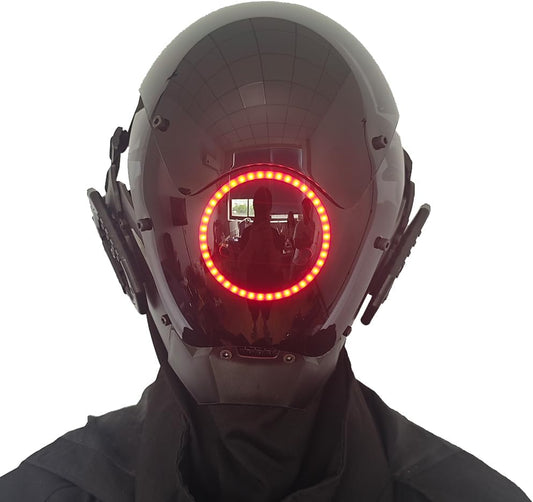 KYEDAY Punk Mask Cosplay for Men, LED Round Light Mask for Women Cosplay Halloween Fit Party Music Festival Accessories