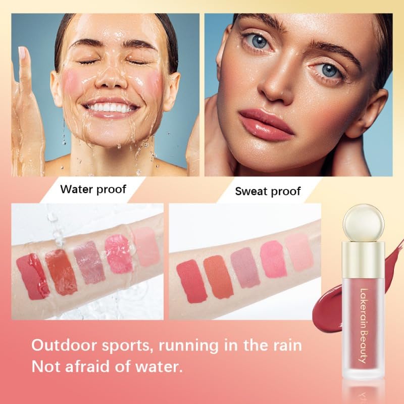 5 PCS Liquid Blush Soft Cream Face Blusher Stick Cream Blush For Cheeks Natural Long-Lasting Matte Finish Looking Waterproof Moisturizing Lightweight Blendable Feel