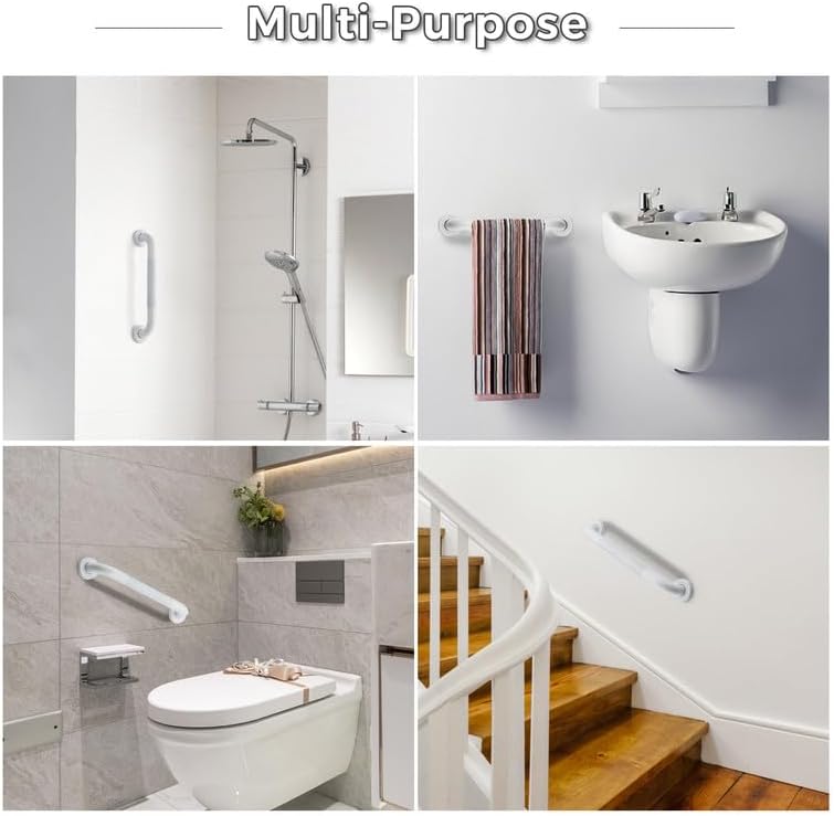 Grab Bars for Shower, 1 Pack 36-Inch Anti Slip Shower Handles for Elderly, Safety Shower Grab Bar, Stainless Steel Handicap Grab Bars for Bathroom (White 1" Diameter)