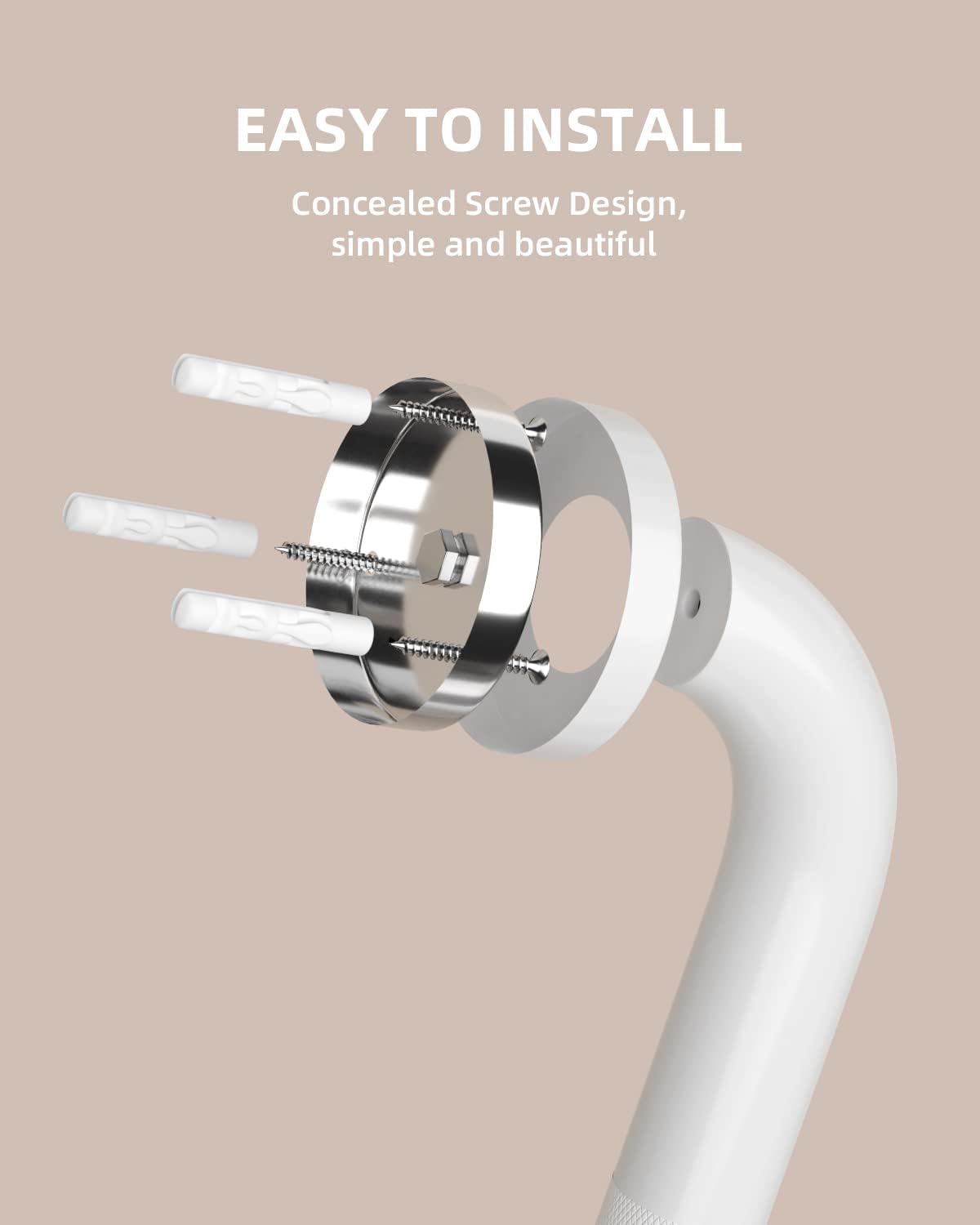 2 Pack 36 Inch Anti Slip Shower Grab Bar Oil Rubbed White 1.25" Diameter,Munzong Bathroom Grab Bar, Knurled Bathroom Balance Bar,Safety Hand Rail Support Handicap Elderly Senior Assist Bath Handle