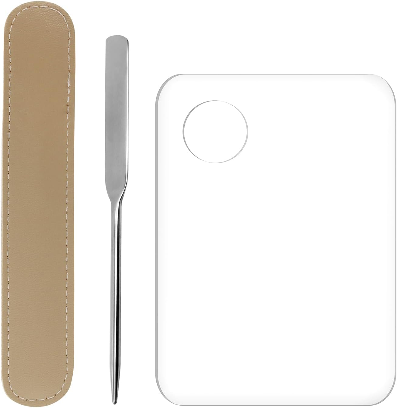 1set Plastic Makeup Mixing Palette and Spatula Cosmetic Palette Foundation Palette For Nail Art Eye Shadow Lipsticks Mixing Makeup Tools Makeup Applicator Kit (3.94x5.83inch)