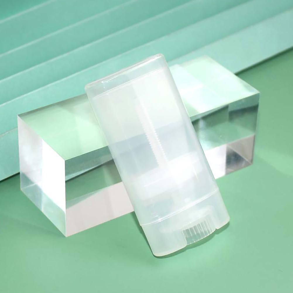 3 Pack Clear Plastic Oval Deodorant Containers - 15ml Twist-Up Lip Balm Tubes for DIY Lipstick, Crayon, Chapstick, and Aromatherapy-BPA Free,Empty Reusable Tubes with Caps for Beauty and Personal Care