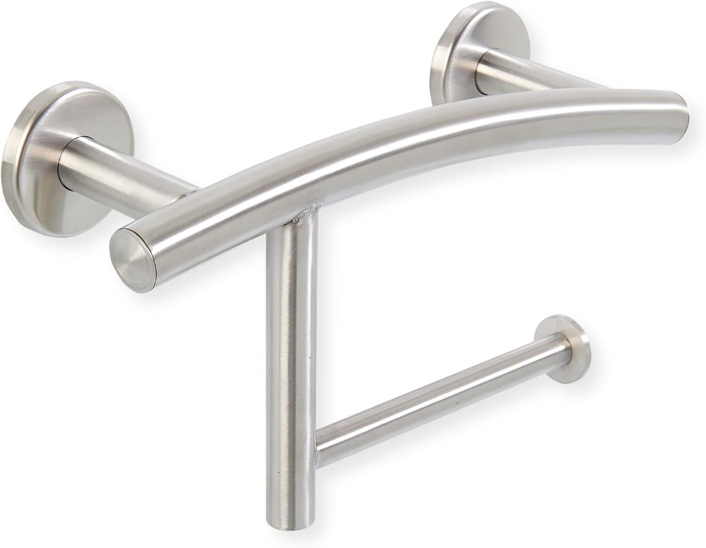 Grab Bar Mega Roll Toilet Paper Holder | ADA Compliant Shower Bar Made of 304 Stainless Steel | Grab Bars for Bathtubs and Showers (Stainless Steel)
