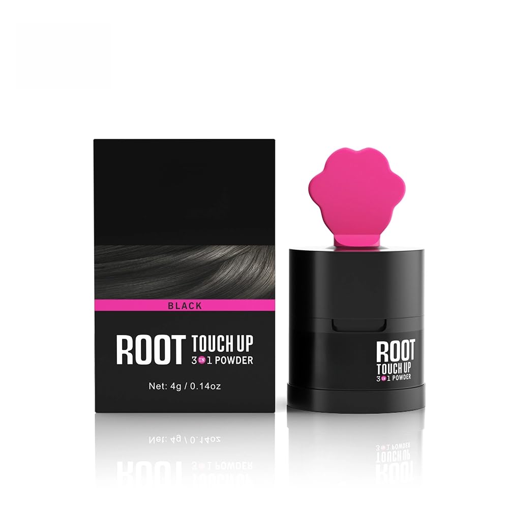 Gowwim Hairline Powder 2.0, Waterproof and Sweatproof Root Touch up Hair Color Temporary Grey Hair Coverage Touch up Hairline Powder for Women & Men Black