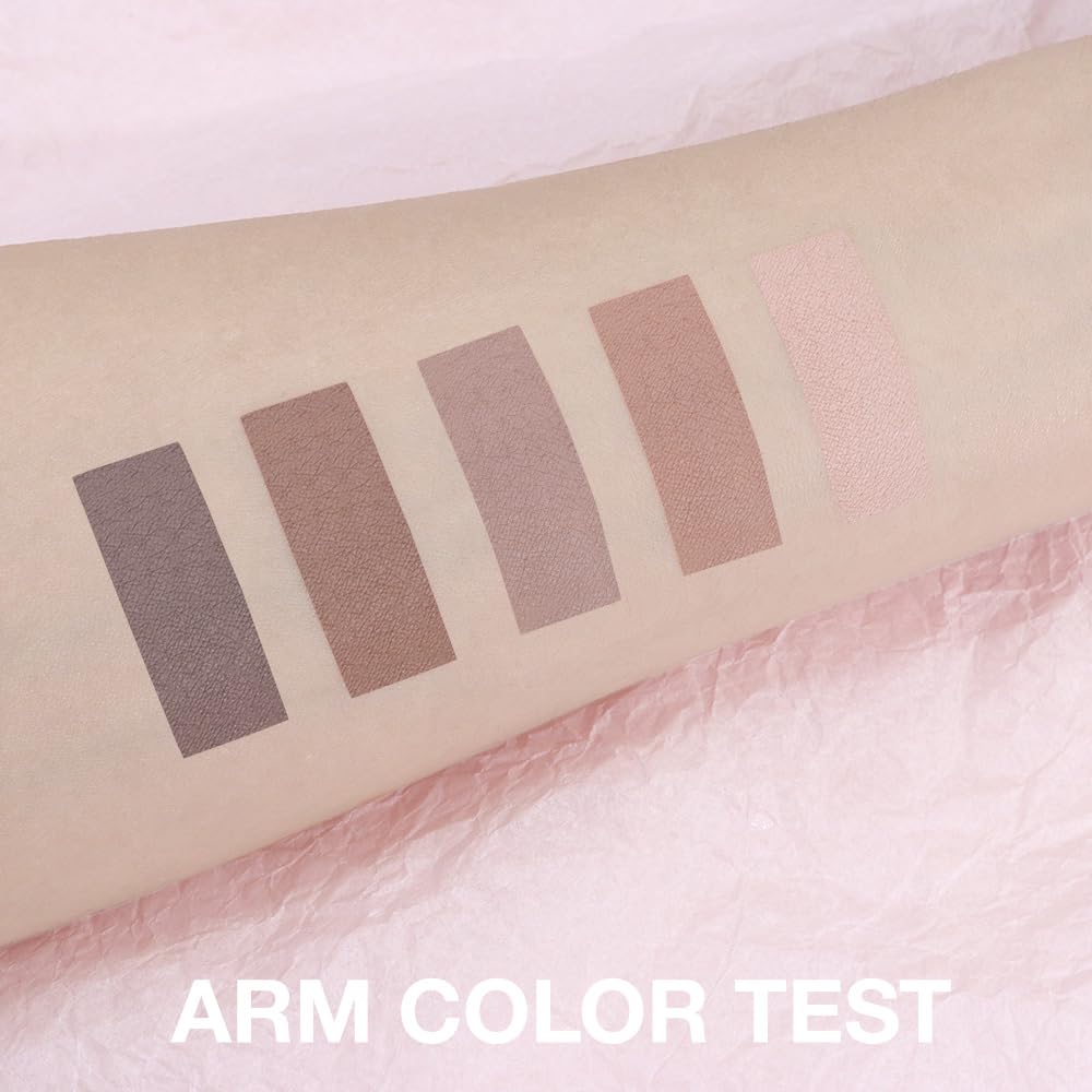 5 Colors Matte Eyeshadow Makeup Palette, 5 Natural Neutral Nude Brown Cool-Toned Nude Taupe Eyeshadow, Looks for Brown Eyes Women Finish Long Wearing Waterproof Professional Eye Makeup 06#