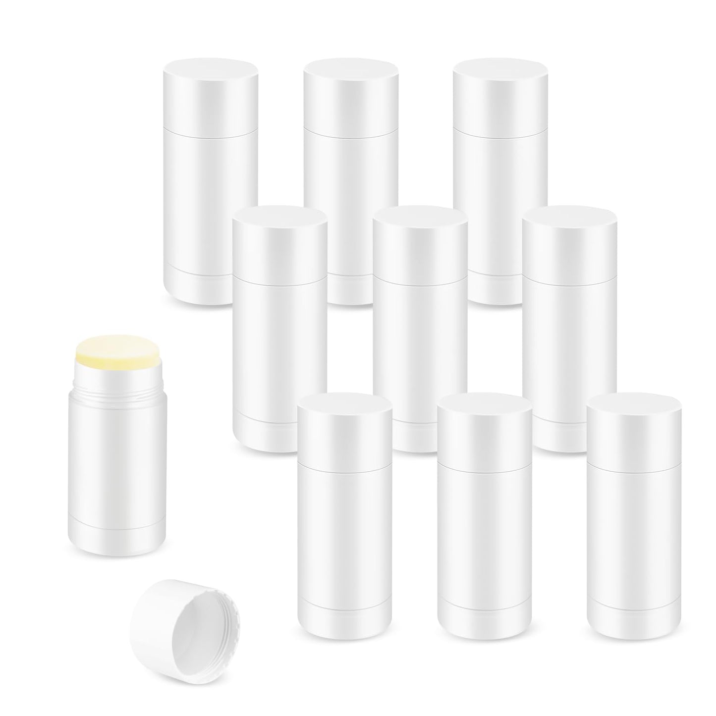 10 Pcs Empty Containers Bottom Fill Deodorant Bottles Refillable DIY Tubes Lip Balm Tubes (White, 15ml/0.5oz)
