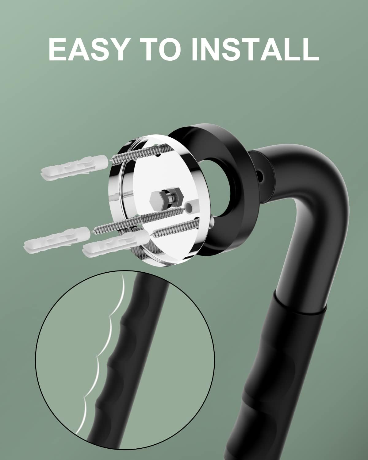 12 Inch Black Shower Grab Bar w/Anti Slip Rubber Grip, Munzong 2 Pack Stainless Steel Bathroom Grab Bar, Bathroom Balance Bar,Safety Handrail Support,Handicap Injury Elderly Senior Assist Bath Handle