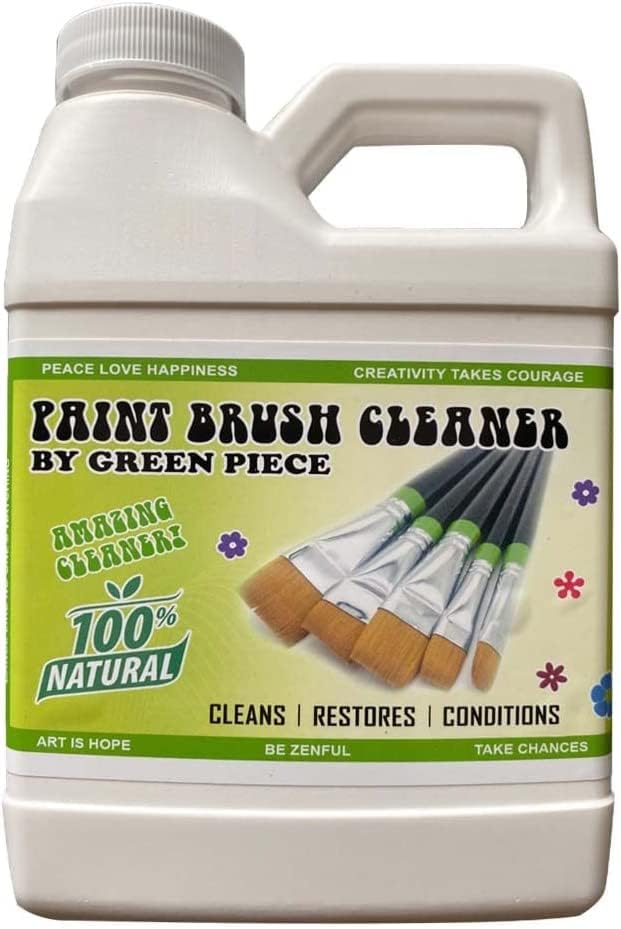 Green Piece® Amazing Paint Brush Cleaner for Paint Cleanup, Wet or Dry Paint, Brushes with Oil or Acrylic Paints, restores Wood Metal – 18 Ounce Completely Nontoxic 100% Natural (Pack of 2)