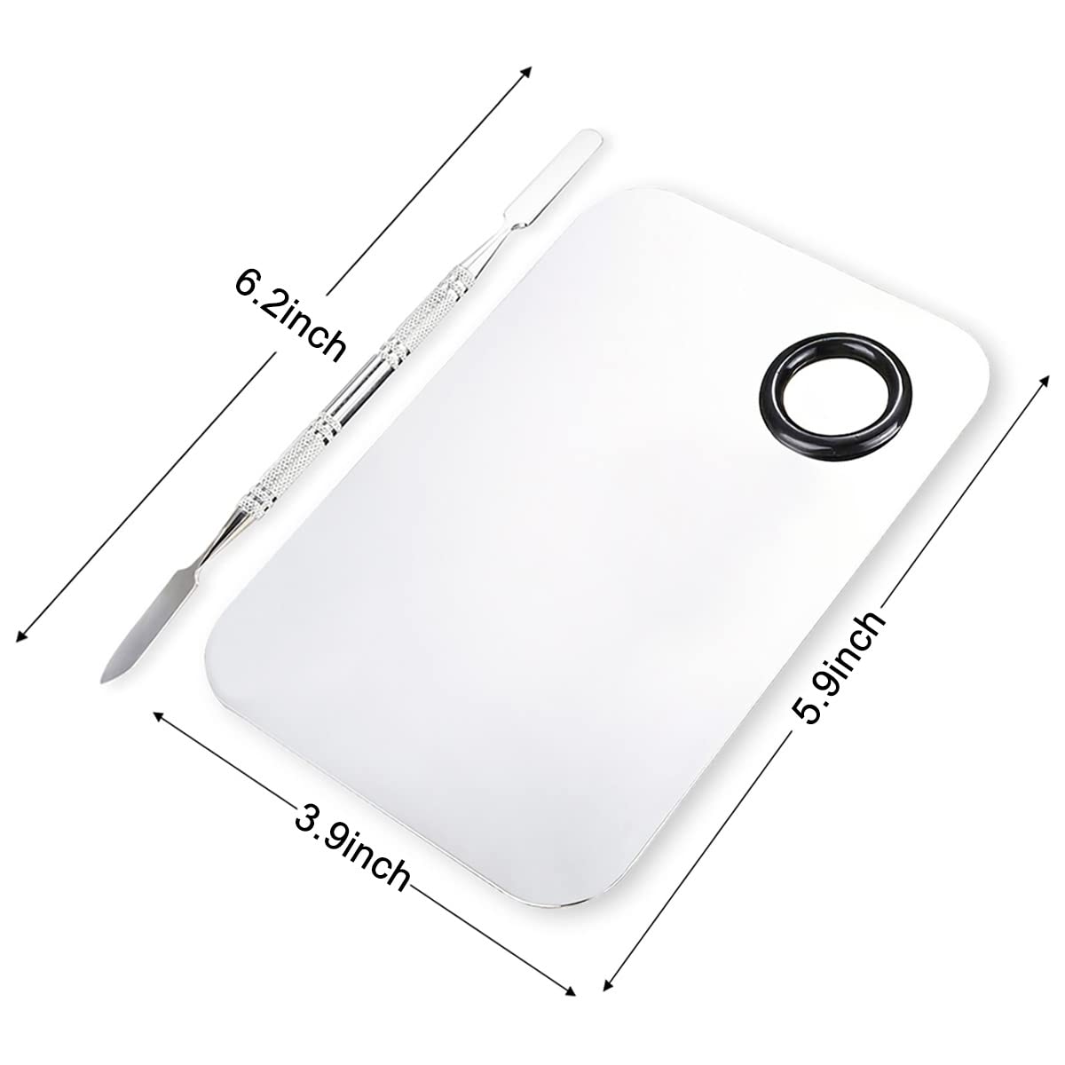 2 Pcs Makeup Mixing Palette, Upgrad Stainless Steel Metal Foundation Palette with Spatula Artist Tool for Mixing Foundation Nail-Art 5.9x3.9 in