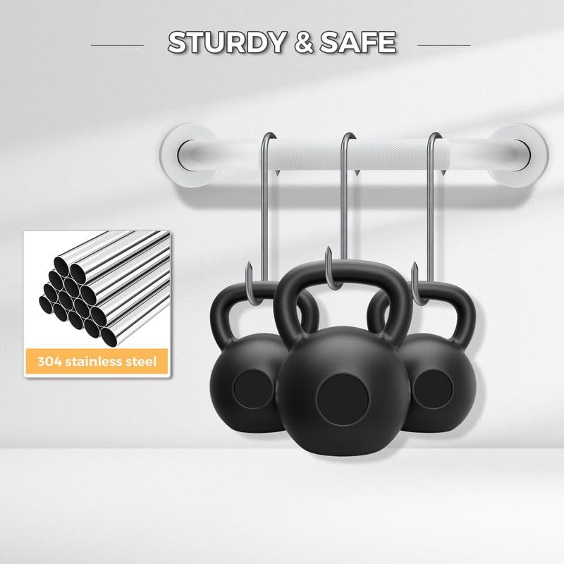 Grab Bars for Shower, 2 Pack 18-Inch Anti Slip Shower Handles for Elderly, Safety Shower Grab Bar, Stainless Steel Handicap Grab Bars for Bathroom (White 1" Diameter)