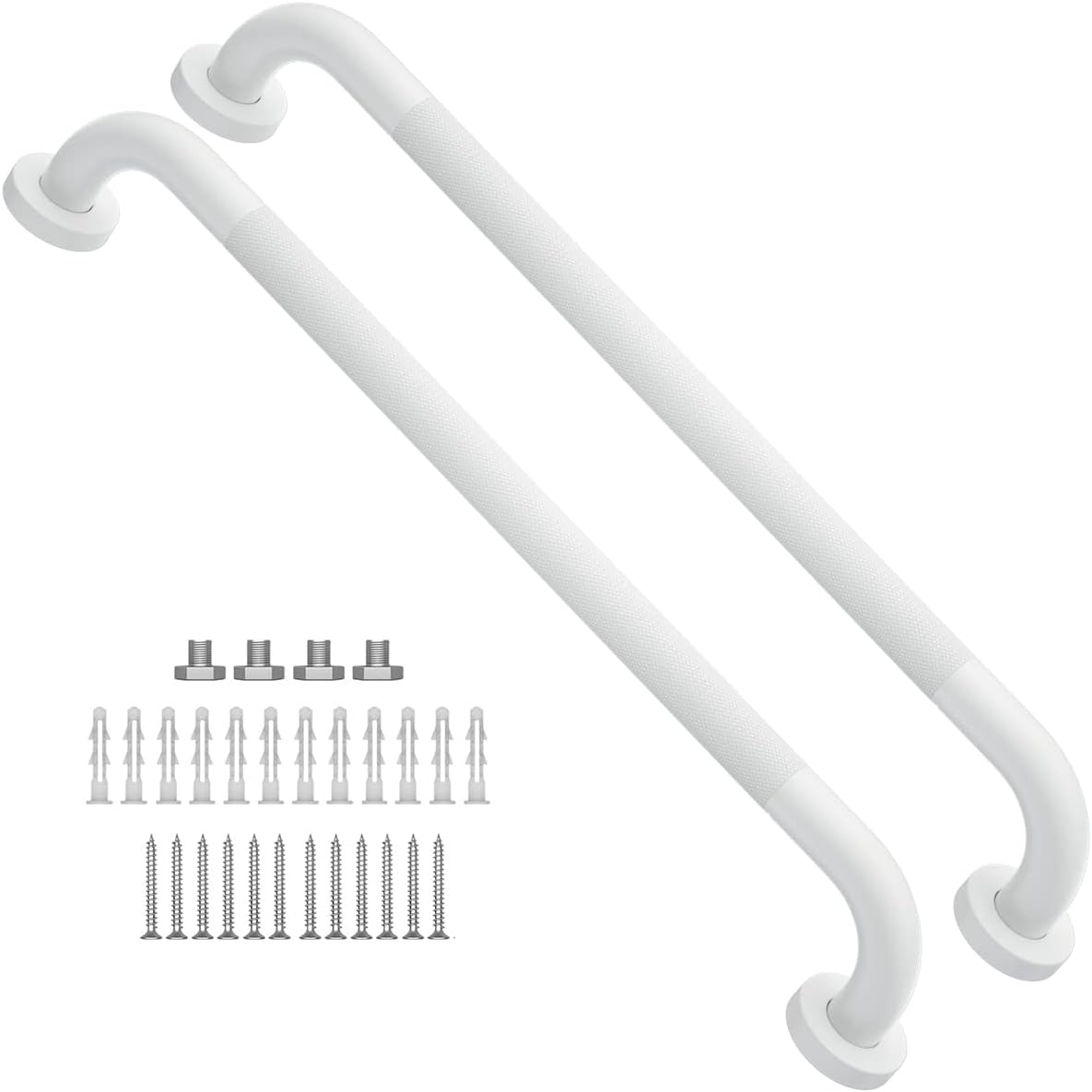 2 Pack 24 Inch Anti Slip Shower Grab Bar Oil Rubbed White 1.25" Diameter,Munzong Bathroom Grab Bar, Knurled Bathroom Balance Bar,Safety Hand Rail Support Handicap Elderly Senior Assist Bath Handle