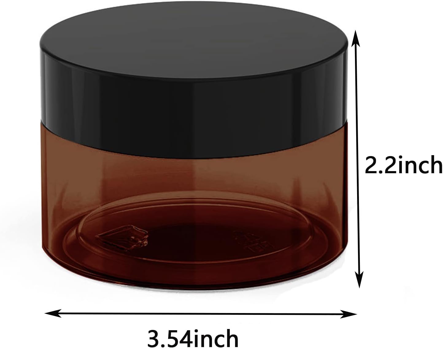 8 oz Amber Plastic Cosmetic Jars Leak Proof Container with Black Lid for Cream, Lotion, Powder, ointment, Beauty Products etc, 12 Pcs.