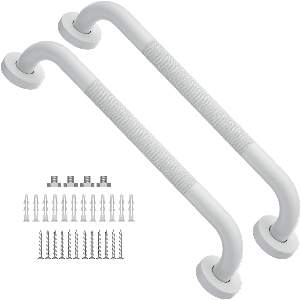 16 Inch Anti Slip Shower Grab Bar Oil Rubbed White, Munzong Bathroom Grab Bar, Knurled Bathroom Balance Bar,Safety Hand Rail Support Handicap Elderly Injury Senior Assist Bath Handle