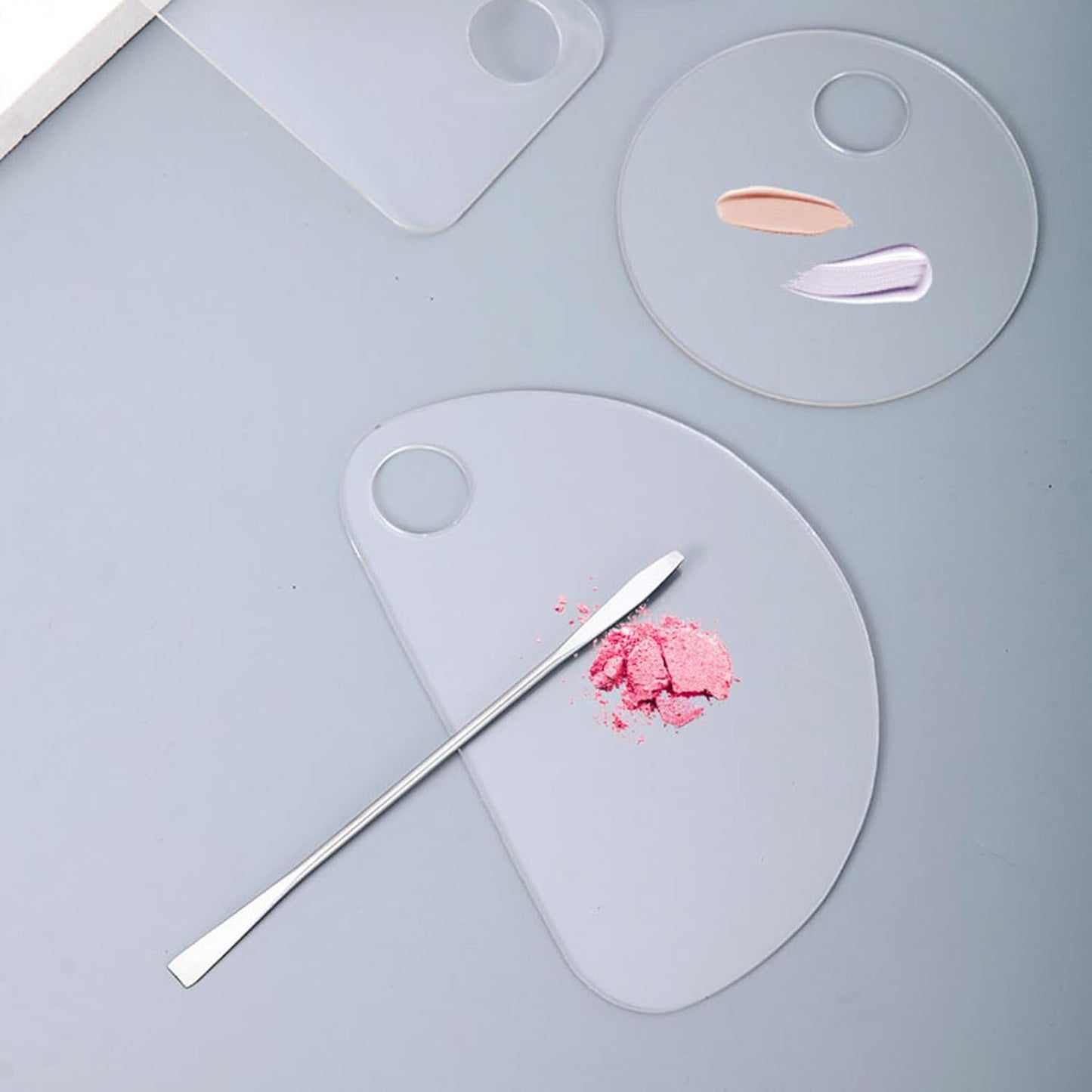 6 Pcs Makeup Mixing Palette Makeup Palette Tray Foundation Mixing Palette Acrylic Palette Foundation Palette Included Makeup Spatula Tool for Foundation Pigment Blending (White)