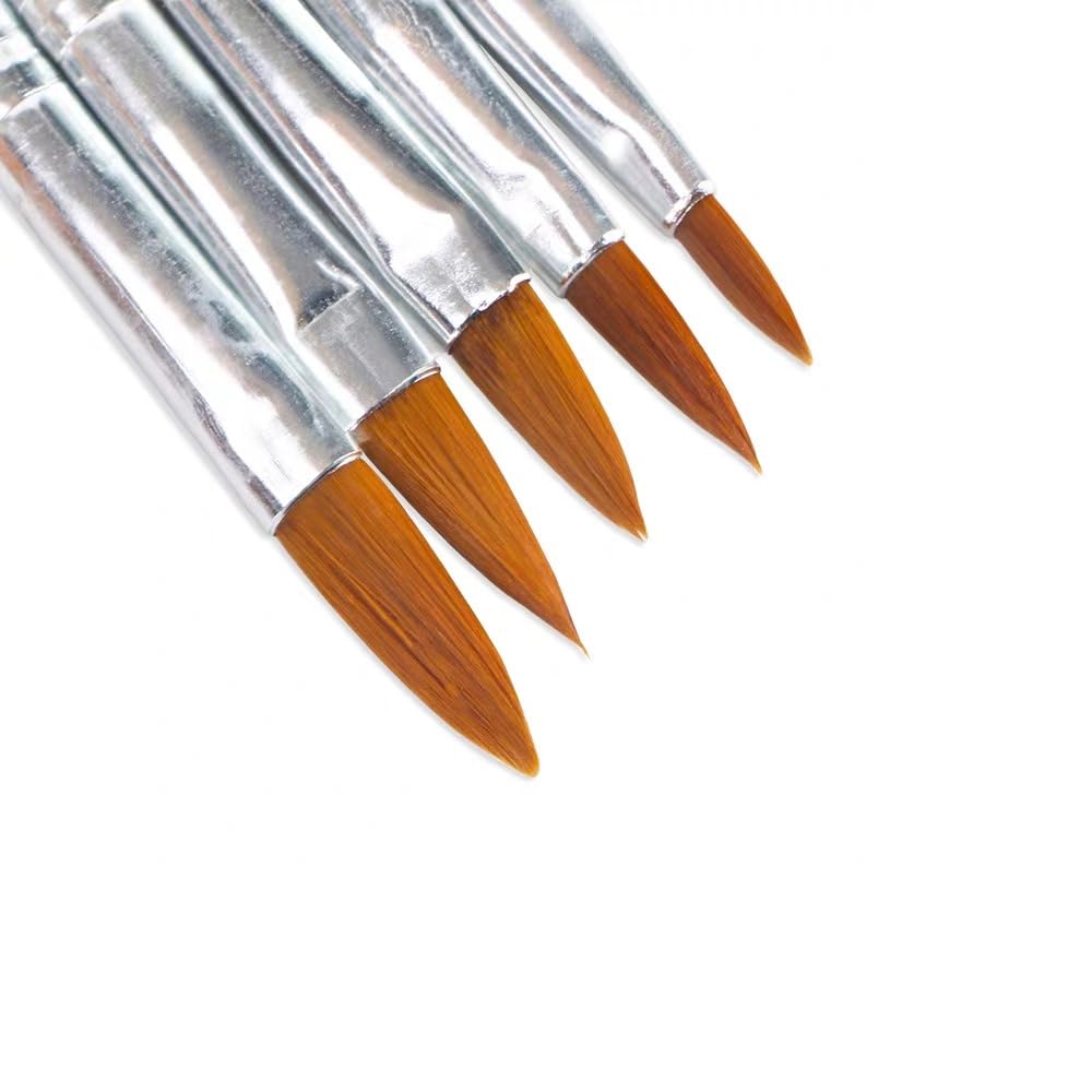 5pcs Nail Art Brushes Set, Nail Art Design Pen Painting Tools with Nail Extension Gel Brush, Nail Polish Brush, Builder Nail Gel Brush, Dotting needle,Adhesive drill pen (Color)