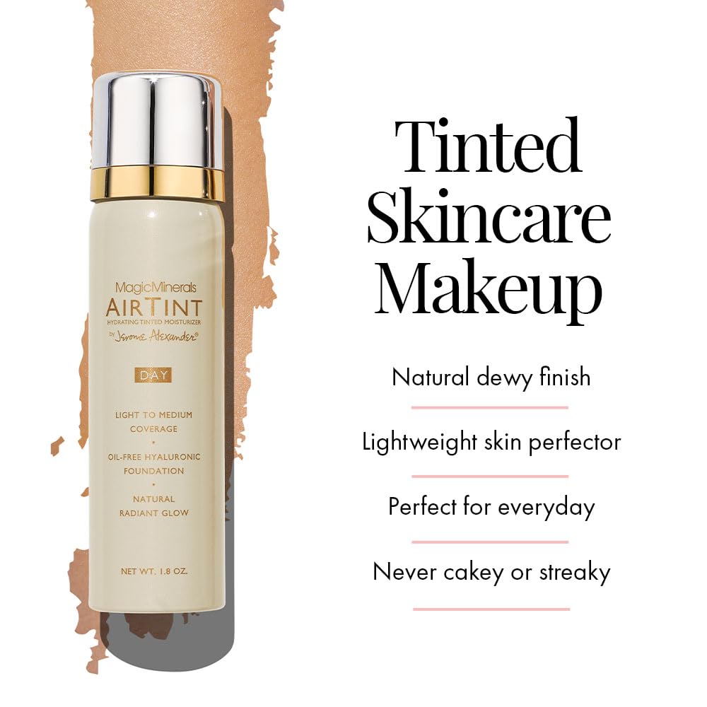 Jerome Alexander MagicMinerals AirTint Tinted Moisturizer AirBrush Spray Light | Tinted Moisturizer Spray with Anti-Aging Ingredients | Dark |2PC