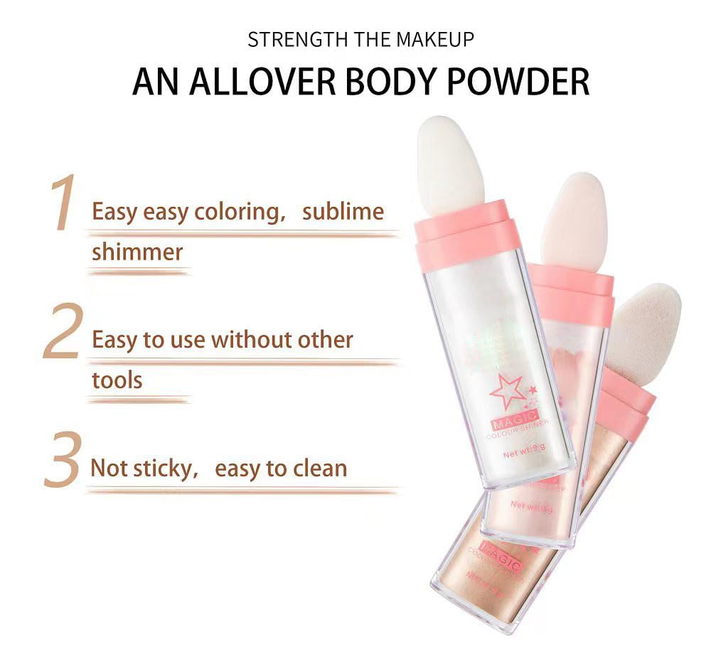 Glitter Powder Highlighter Makeup, Body Brightens the Natural Three-Dimensional Face Blusher Fairy Highlight Patting Powder. (03# Golden Brown)