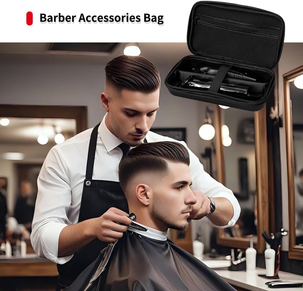 Hard Travel Case for Hair Clippers, Hair Cutting Barber Supplies Holder, Trimmer Organizer Storage Bag for Ufree/Hatteker/Oneisal/Wahl 5Star/Andis Men Razor Guard Grooming Kits (Black)