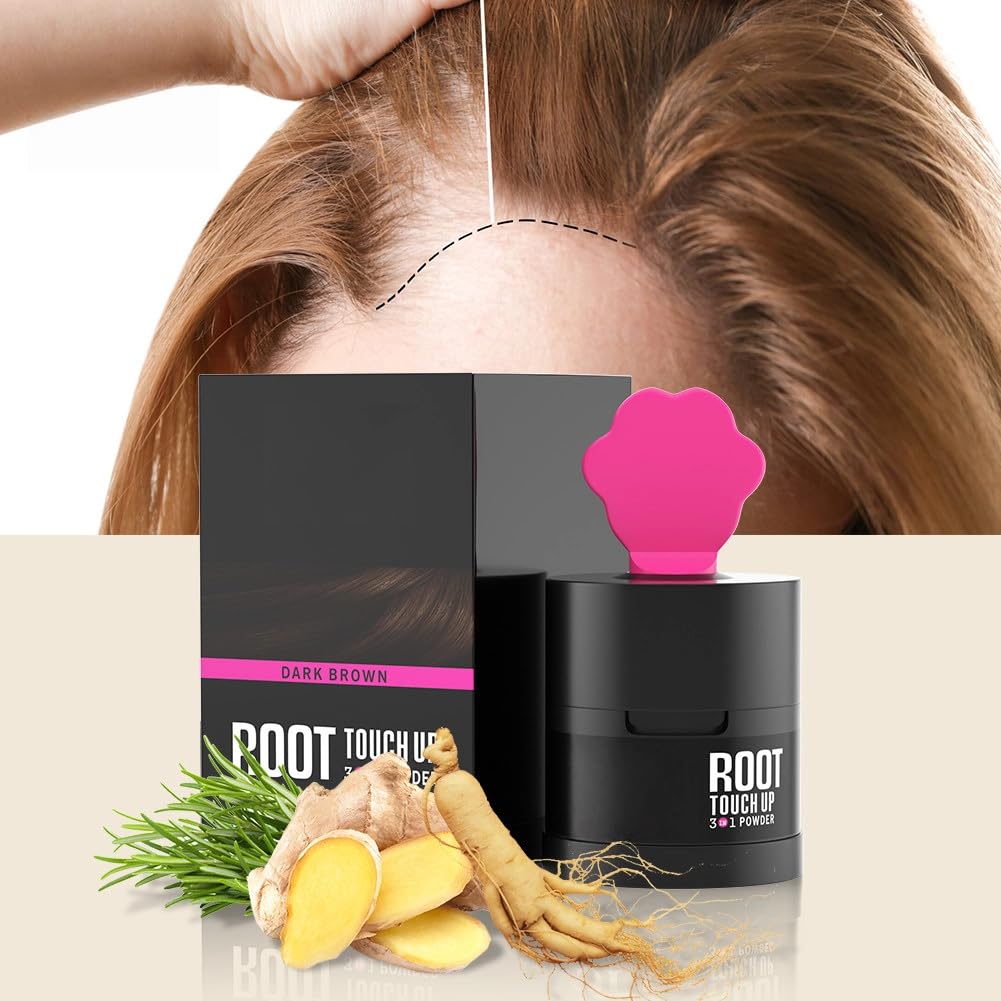Gowwim Hairline Powder 2.0, Waterproof and Sweatproof Root Touch up Hair Color Temporary Grey Hair Coverage Touch up Hairline Powder for Women & Men Medium Brown