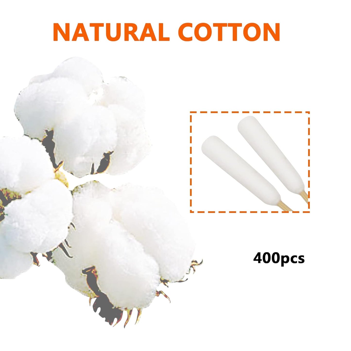 6 Inch Long Cotton Swabs of Medium and Large Pets Ears Cleaning or Makeup 400pcs