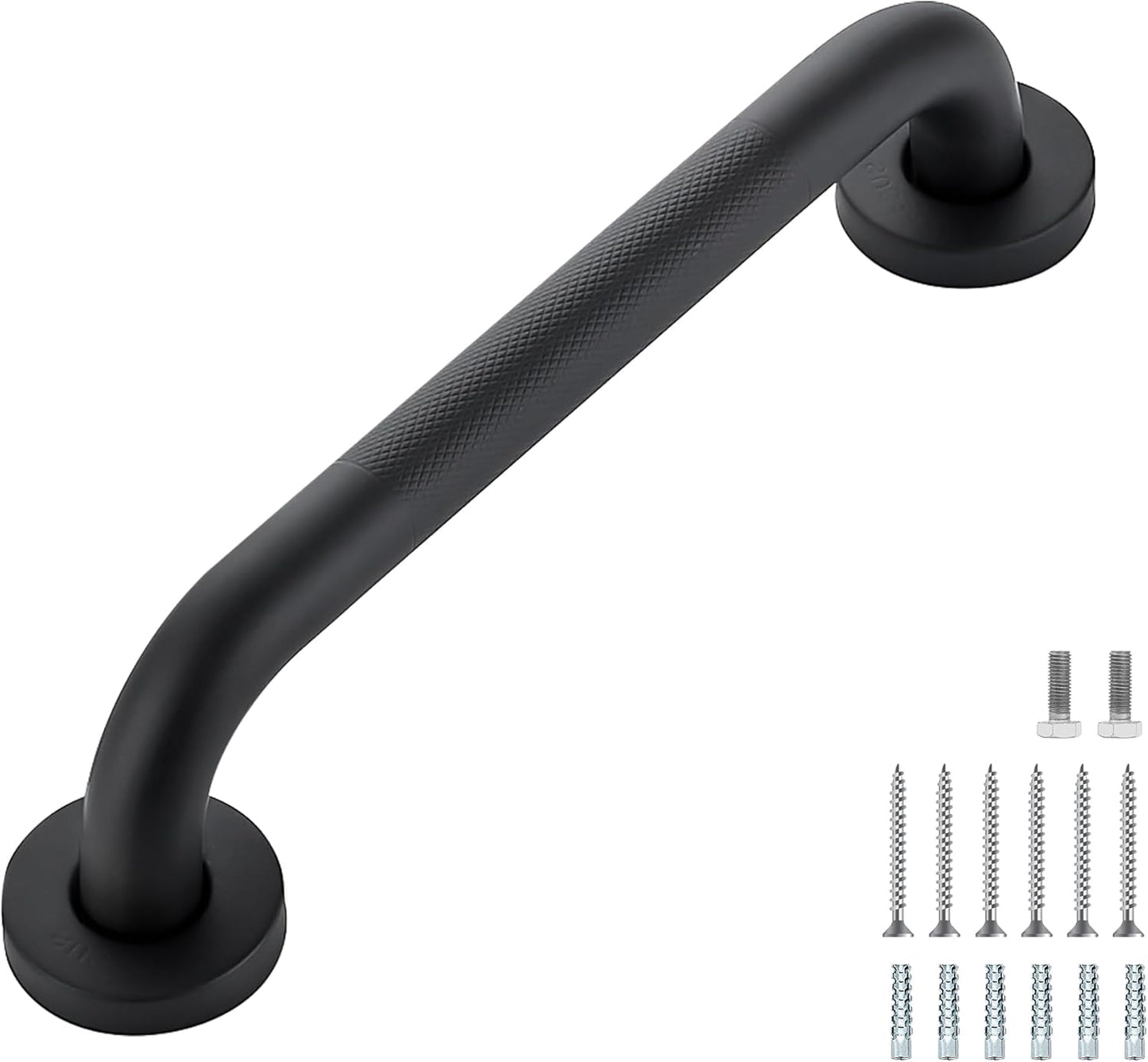Grab Bars for Shower, 2 Pack 12-Inch Anti Slip Shower Handles for Elderly, Safety Shower Grab Bar, Stainless Steel Handicap Grab Bars for Bathroom (Black 1" Diameter)