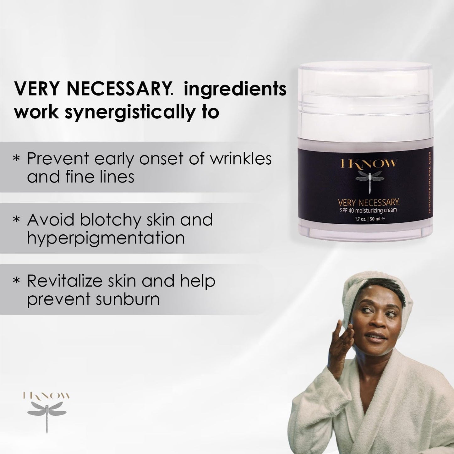 IKNOW VERY NECESSARY Broad Spectrum SPF 40 Skincare, Sun Protection Cream for UV Protection, Broad Spectrum SPF 40 Moisturizer Lotion for Pro-Aging, Spf 40 Facial Moisturizer and Sunblock