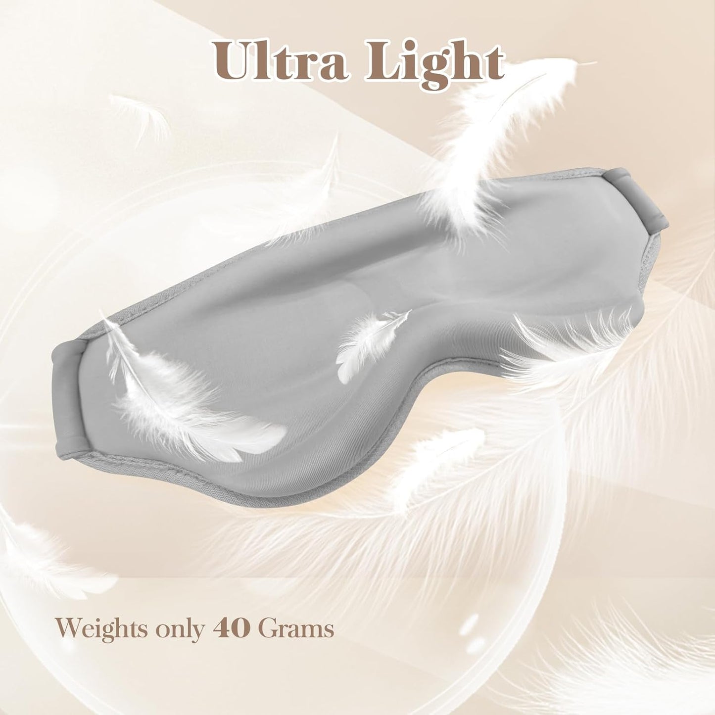 3D Cooling Eye Mask Sleep Mask for Men & Women, 100% Pressure-Free & Light Block-Out Eye Mask for Sleep with Easy Adjustable Strap, Night Eye Cover for Travel, Grey