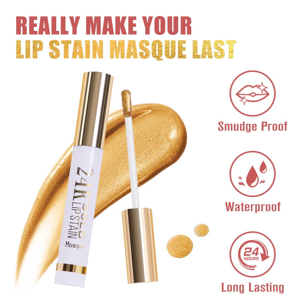 2025 New 24K Gold Liquid Lip Gloss Peel Off Lip Stain Tattoo with Tweezer, Mauve Lips Stain Peel Off Masque, Long Lasting Waterproof Lip Tint Stain, Transfer-proof for All Skin Types 04#
