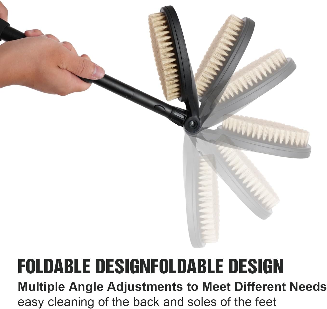 EASACE 3.0 Back Scrubber Brush for Shower, Soft and Stiff Bristles, Adjustable Head, Long Handle, Replacement Brush Head