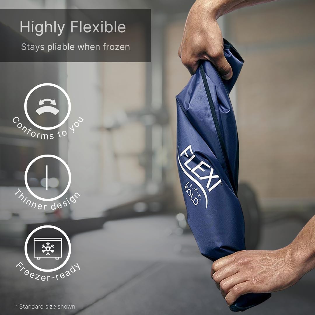 2 FlexiKold Gel Ice Packs (Standard Large: 10.5" x 14.5") - Reusable Cold Pack for Injuries, for Back Pain Relief, Migraine Relief Pad, After Surgery, Postpartum, Headache, Shoulder - 6300-COLD 2PK