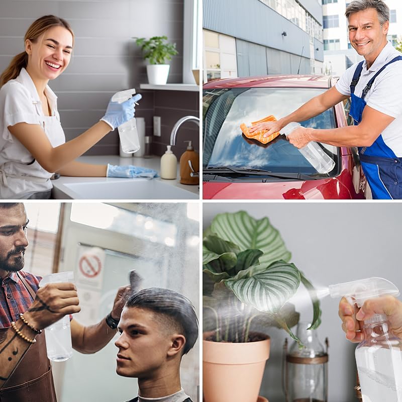 3 Pack Plastic Spray Bottles Empty Spray Bottle 10oz/300ml Heavy Duty Spraying Bottles Mist/Stream Water Bottle for Cleaning Solutions, Essential Oils, Hair (clear)