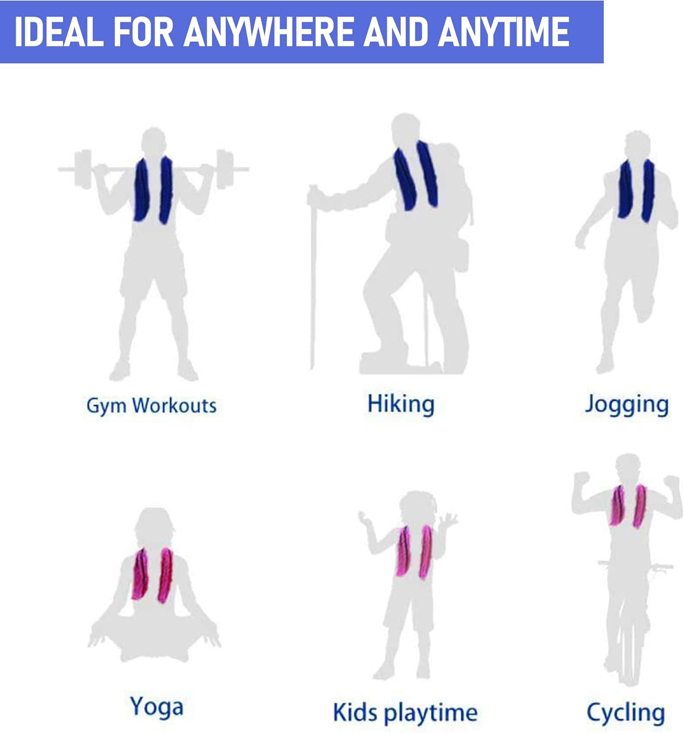 4Pack Cotton Gym Towels (13.7" x 27.5"), Yoga Sports Towel with Cool Waffle Pattern, Soft Breathable Absorbent for Neck, Face, Gym, Running, Workout, Kitchen