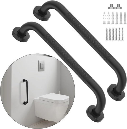 20 Inch Anti Slip Shower Grab Bar Oil Rubbed Black 1.25" Diameter,Munzong 2 Pack Bathroom Grab Bar, Knurled Bathroom Balance Bar,Safety Hand Rail Support Handicap Elderly Senior Assist Bath Handle